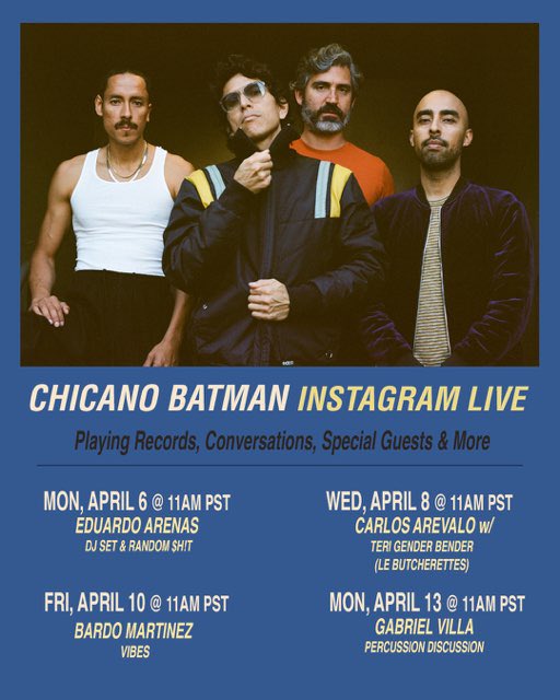 Chicano Batman Livestream Today - Monday April 6th! • Red Light Management