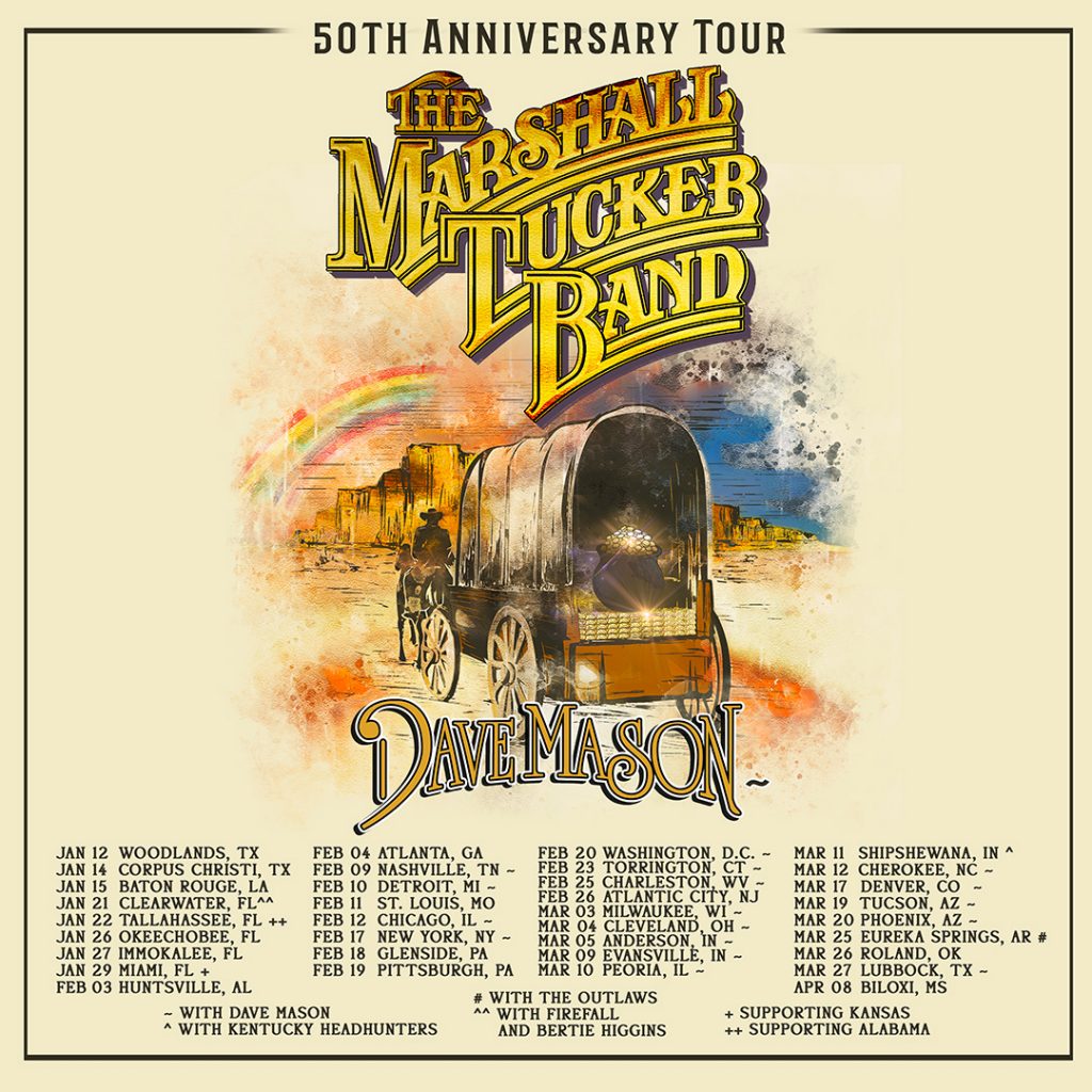 THE MARSHALL TUCKER BAND ANNOUNCES HISTORIC "50TH ANNIVERSARY TOUR" • Red  Light Management